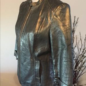 Boston Proper Leather Crop Jacket sz 10 New